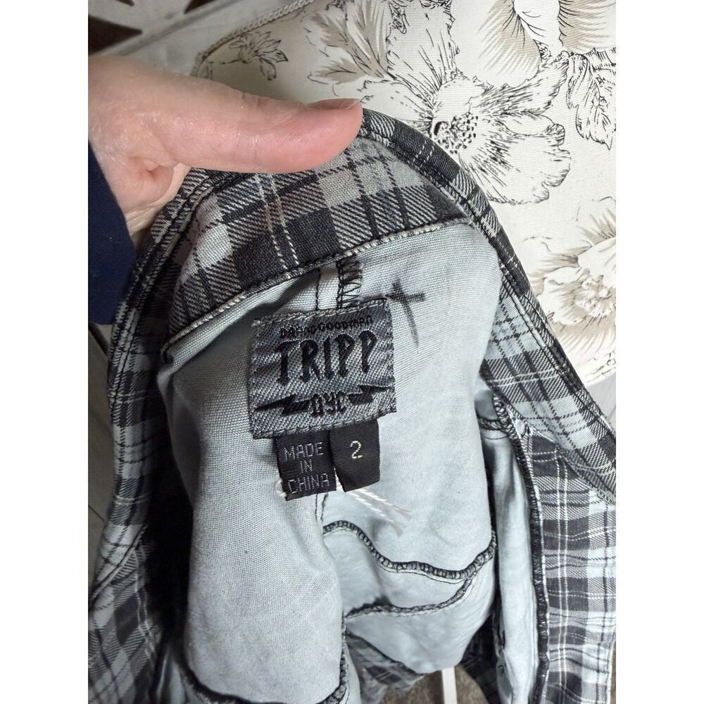 Tripp NYC Jacket Womens 2 Apx US Large Gray Black Plaid Cropped - Picture 3 of 6